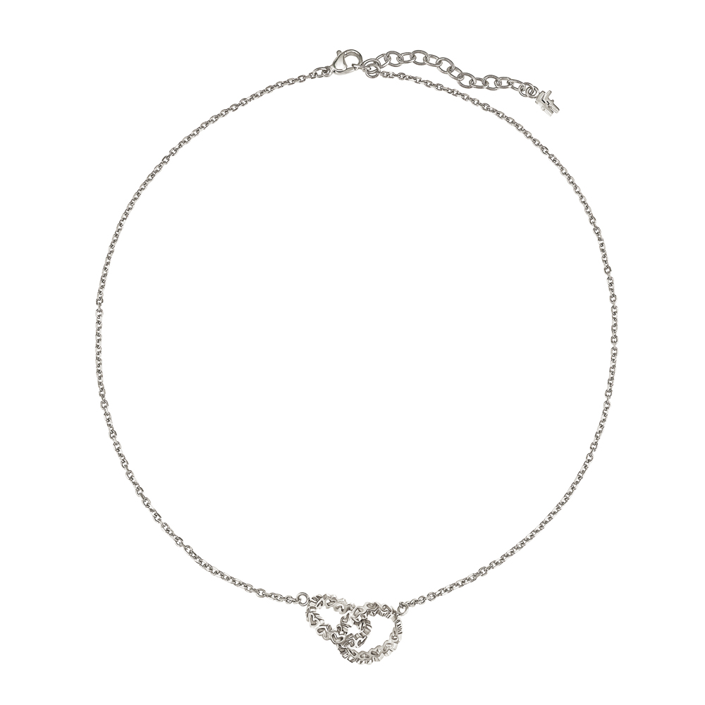 Image of  LOVE & FORTUNE SILVER HEART LINK NECKLACE