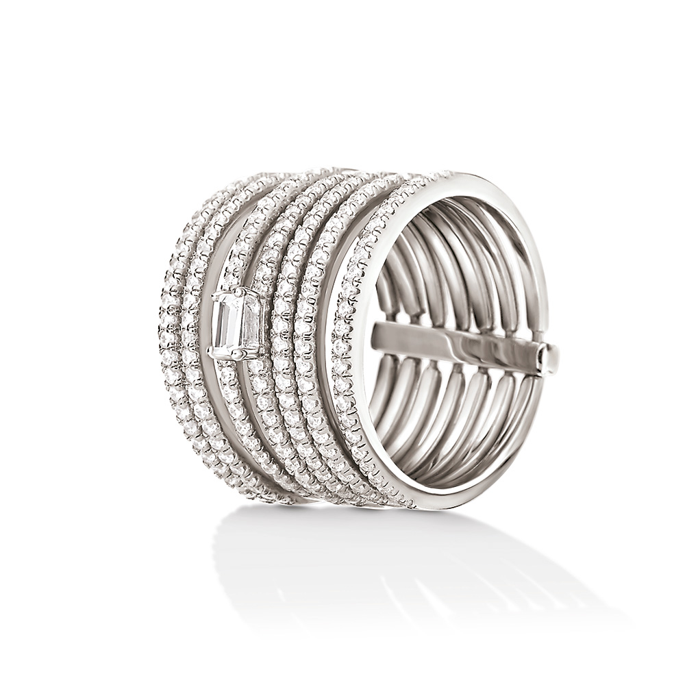 Image of  FASHIONABLY SILVER TEMPTATION SPARKLE BALL RING